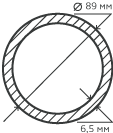 Труба нержавеющая 89х6,5 мм.  10Х17Н13М2Т бесшовная, круглая, матовая